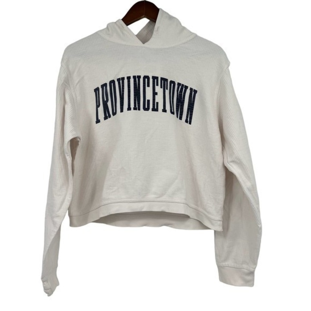 Royce white Provincetown spell out hoodie sweatshirt cozy women's size small